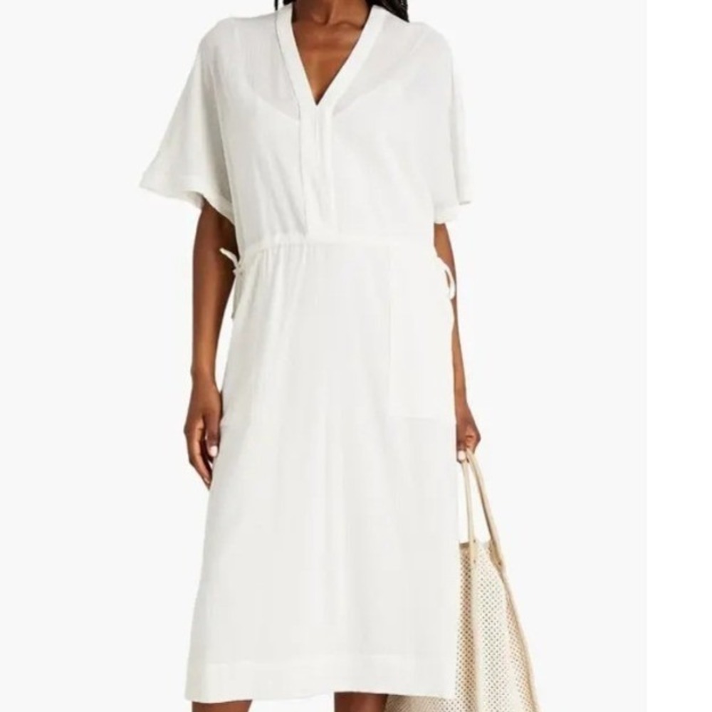 RAG & BONE Sheer White Gauze Caftan Midi Dress Cover Up Beach Kaftan Medium